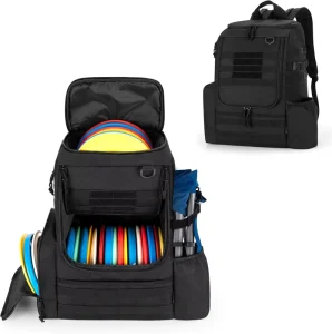 Disc Golf Backpack with 24-26 Disc Capacity, Sidewall Supports and MOLLE Webbing