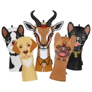 Dog Animal Series OEM Golf Head Covers Club Embroidery PU Leather Golf Headcovers Personalized Golf Accessories