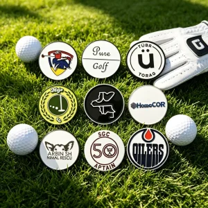 Dongguan Customized Cast Metal Enamel Poker Chip Duo Golf Ball Marker in a Gift Box Custom Schablonen Set