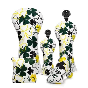 Drop Shipping Pu Leather Golf Club Head Cover Headcover Custom Golf Driver Headcovers Lucky Clover Golf Club Driver Cover
