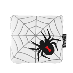 Drop Shipping White PU Leather Embroidery Golf Square Putter Large Mallet Putter Cover Magnetic Closure Headcovers