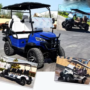 Durable 4 Seater Golf Carts 72V Electric Blue Hunting Buggy Featuring Independent Suspension for Farm