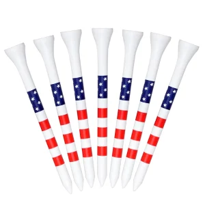 Durable Bamboo American Flag Style Golf Tees 50pcs 3-1/4” & 2-3/4” Length Golf Ball Holder for Training Practice