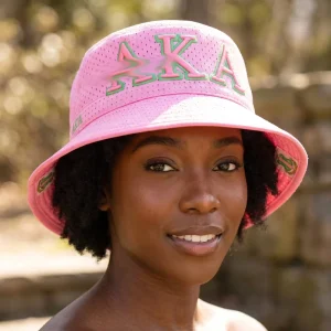 Durable Cotton Pink Green Greek Sorority Style Classic Everyday Outdoor Activity Bucket Hat