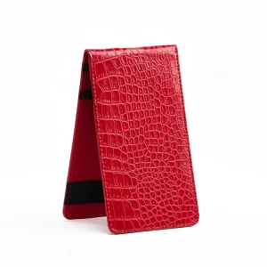 Durable Genuine PU Leather Golf Scorecard & Holder with Crocodile Pattern Yardage Book Cover