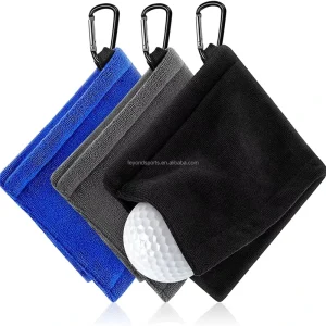 Durable Golf Club Golf Ball Microfiber Cleaning Towel with Carabiner Clip