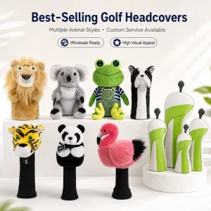 Durable Golf Club Headcover Water Resistant PU Leather Soft Plush Lining Driver Hybrid Protective Sleeve Case