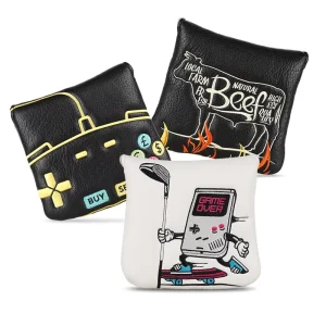 Durable Golf Club Headcovers Golf Accessories Quality Leather Embroidery Mallet Square Putter Covers