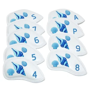 Durable Golf Head Cover White PU Leather Custom Logo Golf Headcovers for Iron Club