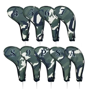 Durable Golf Iron Head Cover Set Camouflage Club Protectors With Zipper Closure Custom Factory