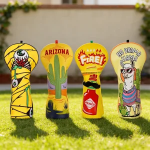 Durable Leather Golf Accessories Gift Desert Cactus Camel Driver Golf Headcovers Custom Logo Portable Golf Head Covers