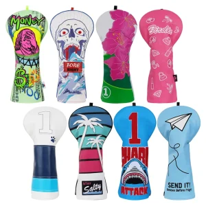 Durable Leather Golf Accessories Gift New Design Plush Golf Club Cover pink Portable Golf Driver Head Covers