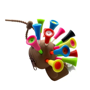 Durable Multi hole Golf Tee Holder Storage Bag with 18 Tees Silicone Portable Golf Accessory
