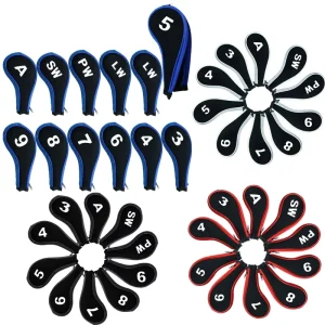 Durable Neoprene Customized Zipper Golf Iron Head Covers 10&12pcs Set Golf Club Protector