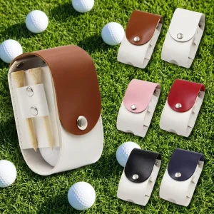 Durable PU Leather Golf Ball Pouch Waterproof Magnetic Golf Waist Storage Bag Fashionable Golf Outdoor Accessory for Golfers