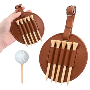Durable Pu Leather Golf Tee Holder Round Golf Bag Tee Tag Portable Golf Tee Storage Bag for Outdoor Training