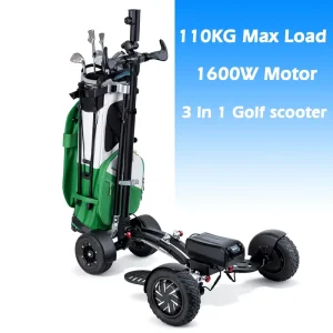 ES-1388 Pro Portable Electric Golf Scooter Ride on Golf Trolley Cart for Adults 4 Wheel Foldable Battery