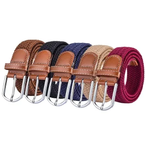Eb203 Custom Logo Golf Knit Web Woven Cotton Fabric Belts Men Women Braided Stretch Elastic Belt for Girls