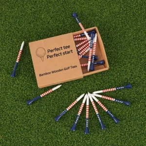 Eco Friendly Custom Logo Durable Golf Pegs Printed Wood Bamboo Golf Tee with Package