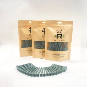 Eco Friendly Durable Custom Logo Printed Wood Bamboo Golf Peg Tees with Craft Paper Bag Packaging