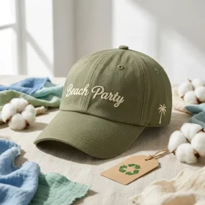 Eco Friendly GRS Certified Recyclable Cotton Baseball Cap 6 Panel Dad Hat with Custom Embroidery Logo