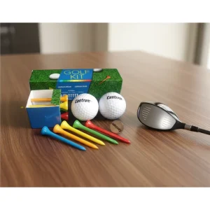 Eco Friendly Golf Ball Gift Set with Customized Logo Resin & Rubber Material and Tee