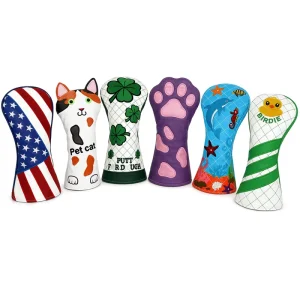 Eco Friendly Vegan Leather Padded Interior Zipper Closure Driver Wood Hybrid Utility Golf Head Covers Portable Customized Color