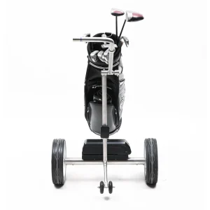 Electric 3 Wheel Stainless Steel Foldable Golf Trolley with 54 Hole Range Hand Pull & Follow Me for Golf Bags