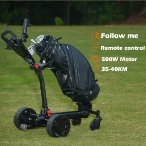 Electric Golf Trolley with Remote Control Follow Me Smart Golf Cart Foldable 4 Wheel Golf Caddy