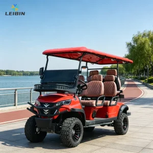 Electric High Speed Road 6 Seat Red Club Golf Cart 72V Powerful Motor Lithium Battery for Golf Course