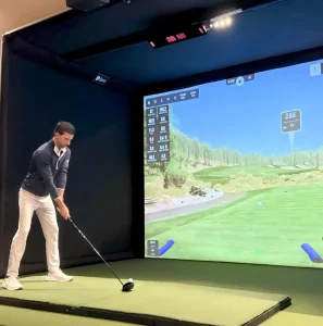 Electric Indoor Retractable Golf Impact Screen Motorized Roll Down 300×500 4:3 Projector Screen
