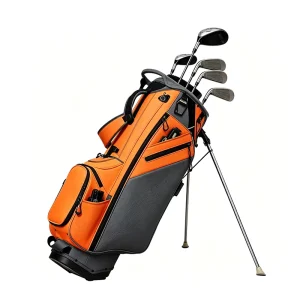 Elegant Golf Bag Orange & Grey Lightweight Waterproof Nylon Design for Men & Women