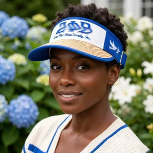 Elegant Greek Hollow Top Wide Coverage Outdoor Recreation Beach Party Blue White Sorority Style Sun Hat