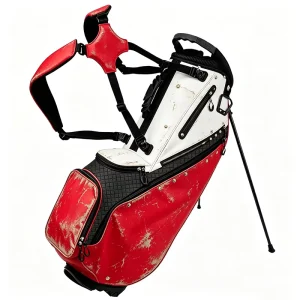 Elegant Women’s Golf Bag White & Red Lightweight Waterproof Nylon Design