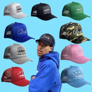 Embroidered 5-Panel Trucker Cap Unisex Summer Breathable Mesh Hat Sun Protection Outdoor Fashion Visor Cap Trendy