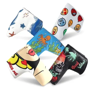 Embroidered Blade Putter Golf Headcover Durable PU Leather