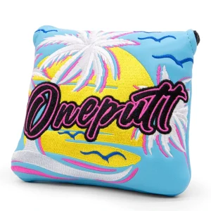 Embroidered Blue Coconut Tree Mallet Putter Headcover