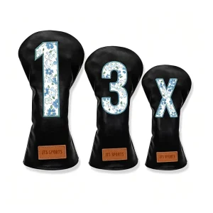 Embroidered Golf Headcovers Durable PU Leather Custom Design Logo Golf Club Head Covers for Woods