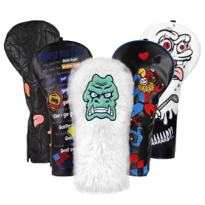 Embroidered Poker Golf Headcover Black Waterproof Driver Golf Head Cover