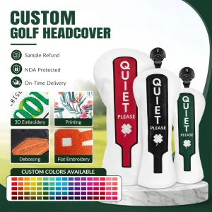 Embroidery 3 Wood Golf Club Headcover PU Leather Golf Driver Head Cover Elastic Band