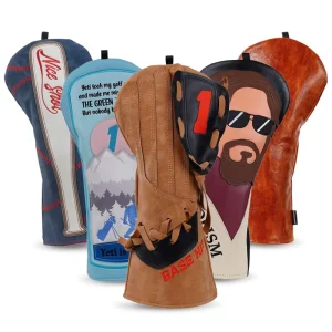 Embroidery Baseball Golf Accessories Custom Lydweaving Golf Club Head Covers Driver Brown Retro Golf Headcover