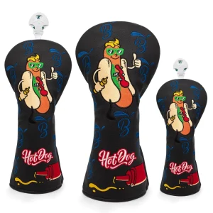Embroidery Funny Pattern Golf Club Head Covers Pu Leather Golf Driver Headcover
