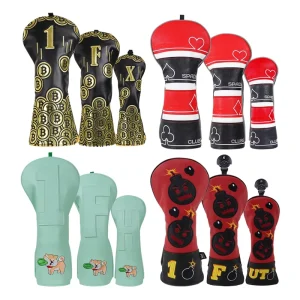 Embroidery Golf Accessories Driver Head Cover Golf Soft PU Leather Waterproof Golf Headcovers