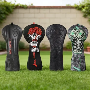 Embroidery Golf Accessories Gift PU Leather Luxury Golf Headcover Leather Custom Golf Driver Head Cover