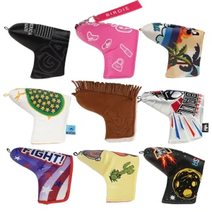 Embroidery Golf Accessories PU Leather Golf Headcover Magnetic Closure Golf Putter Head Covers