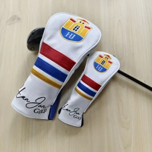 Embroidery Golf Headcover Color Stripes PU Leather Custom Logo Driver Fairway Hybrid Wood Golf Club Protect