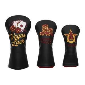 Embroidery Logo Driver Headcover Black PU Leather Golf Driver Head Cover for Wooden Club Headcover
