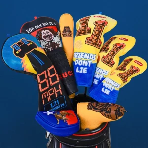 Embroidery Logo Golf Accessories Gift Flannel Golf Headcover Driver Waffles Golf Head Covers
