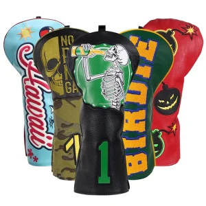 Embroidery Logo Golf Accessories Unique Skull Design Gothic and Dark Style Golf Headcover Custom Golf Driver Head Cover