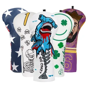 Embroidery Logo PU Leather Luxury Golf Accessories Gift Golf Headcover Golf Head Cover on Sale Golf Club Driver